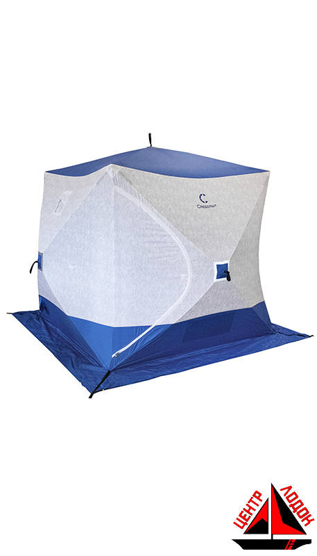 Палатка зимняя куб СЛЕДОПЫТ 2,1 х2,1 м Oxford 210D PU 1000 S по полу 4,4 кв.м цв. синий/белый с принтом