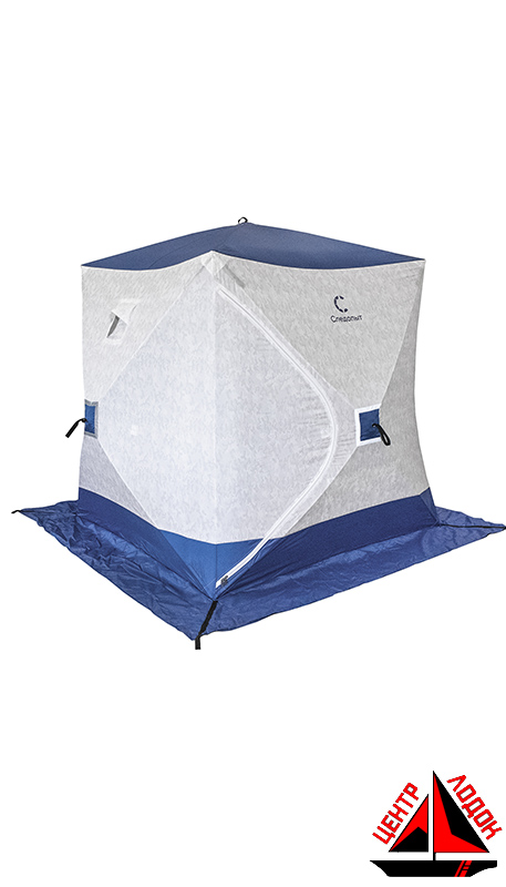 Палатка зимняя куб СЛЕДОПЫТ 1,8 х1,8 м Oxford 210D PU 1000 S по полу 3,2 кв.м цв. синий/белый с принтом